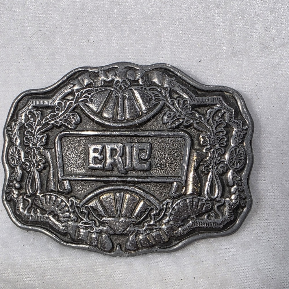 Vintage 1970's Oden Inc ERIC Name Men's OLD TIME BELT BUCKLE COLLECTION BRONZE
